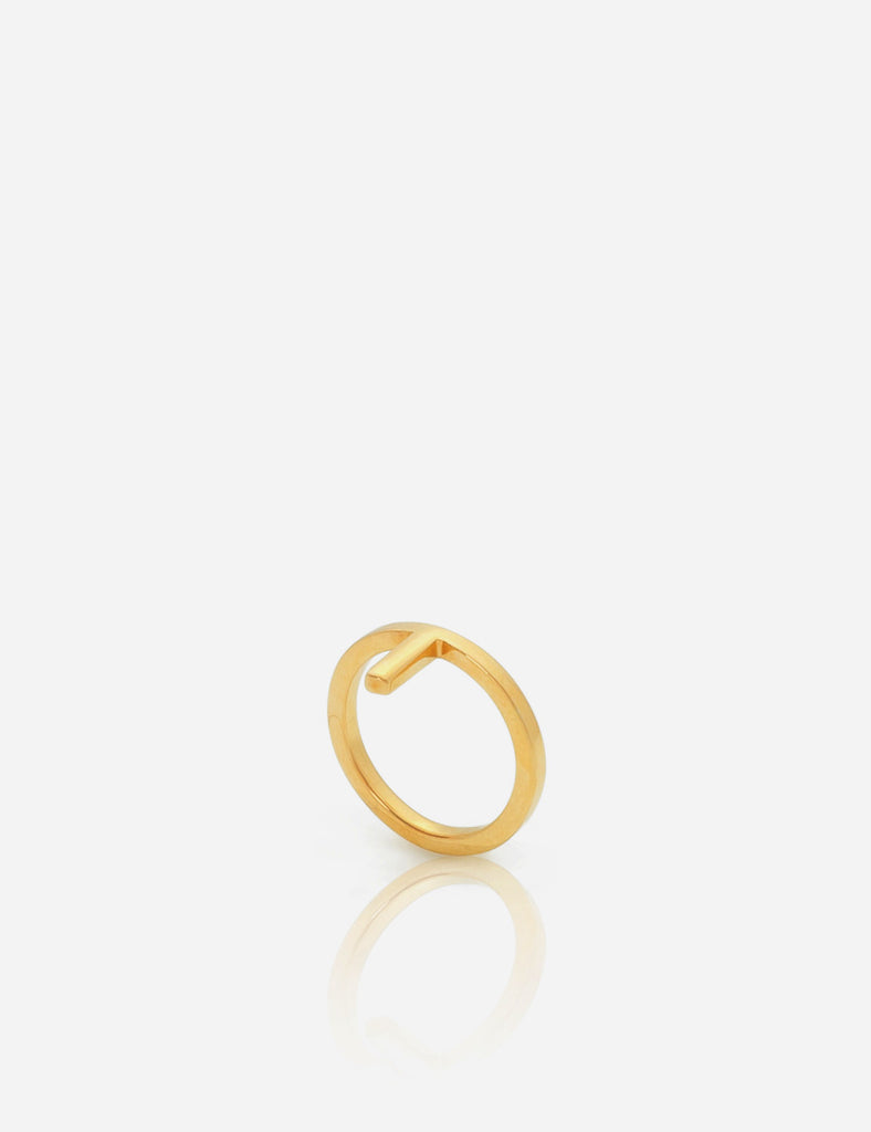 Mini daisy yellow gold midi ring front